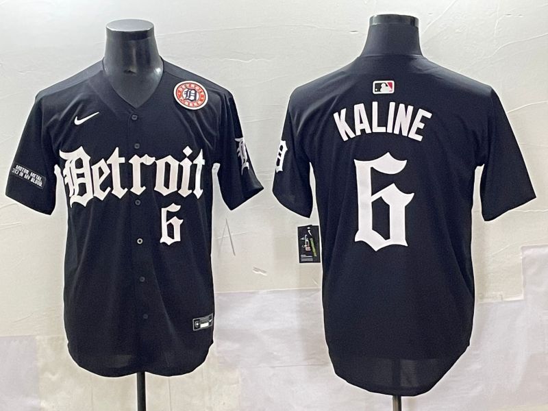 Men 2025 Detroit Tigers #6 Kaline Black Five generations Joint Name Nike MLB Jersey style 15